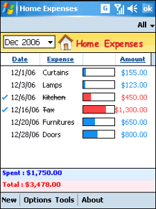 Home Expenses: бесплатный учёт расходов на Pocket PC